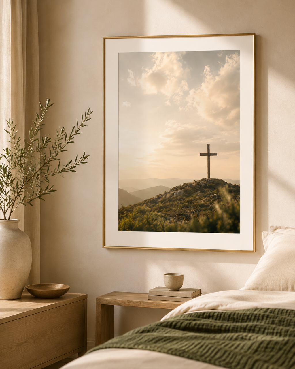 Kreuz auf dem Hügel – Christliche Wandkunst | Poster in Museumsqualität