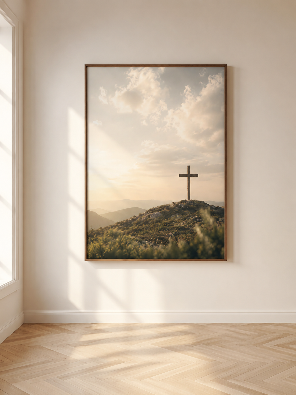 Kreuz auf dem Hügel – Christliche Wandkunst | Poster in Museumsqualität