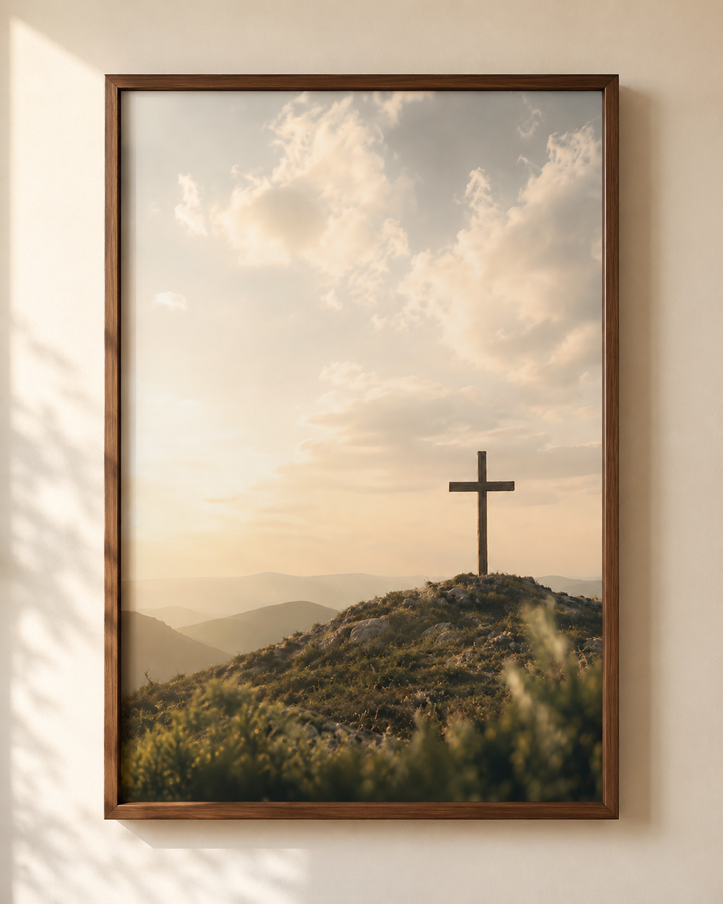 Kreuz auf dem Hügel – Christliche Wandkunst | Poster in Museumsqualität
